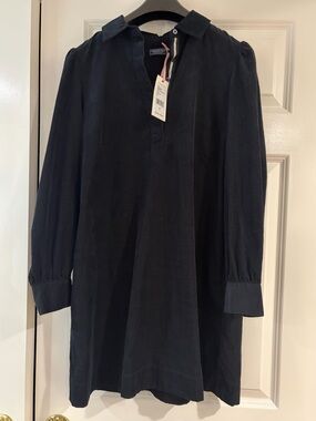 Vineyard Vines Pippa Popover Dress Womens Small Black Corduroy Preppy Cottage